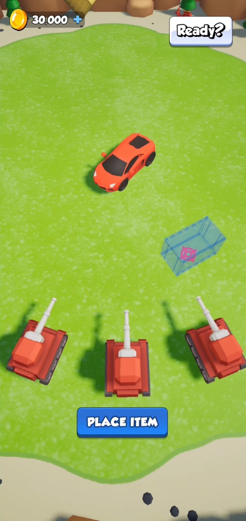 Early prototype screenshot showing the prize at the center and incoming hazards.