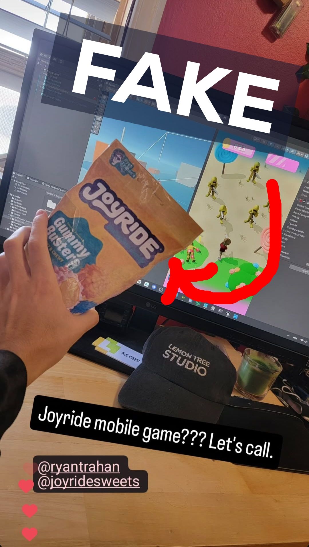 The mocked-up Joyride bag and early scene mock. The mocked-up Joyride bag and early scene mock.